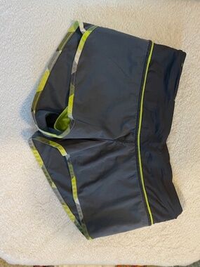 Lululemon Run: Speed Short – Grey with Yellow Patterned Trim